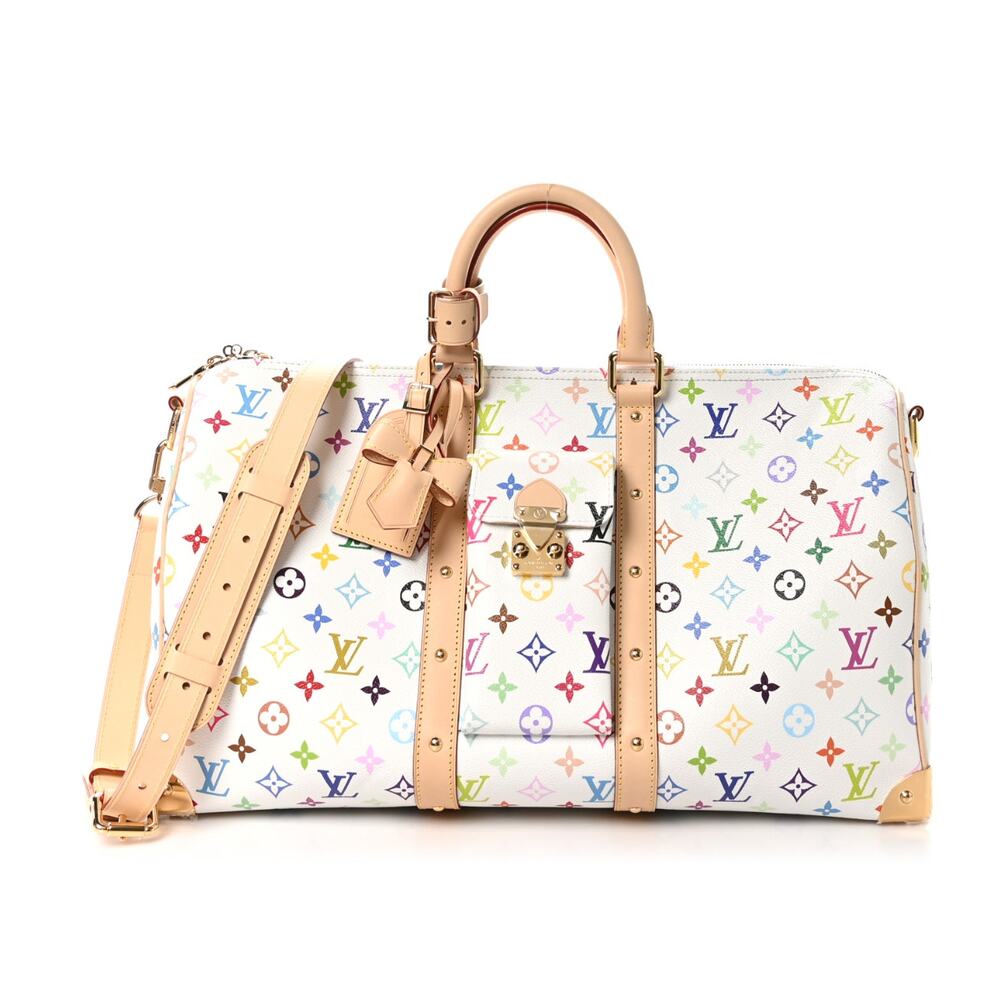 Louis Vuitton Multicolor Keepall Murakami LV X TM Monogram Bandouliere 45 White